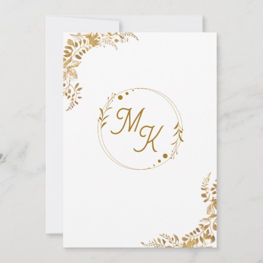 Gouden bladeren  moslimbruiloft Nikah Walima Kaart (Achterkant)