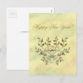 Gouden bladeren op bijkantoren feestdagenkaart (Voorkant / Achterkant)