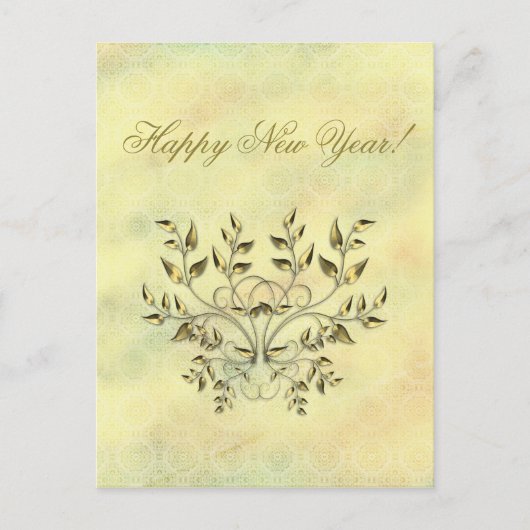 Gouden bladeren op bijkantoren feestdagenkaart (Voorkant)