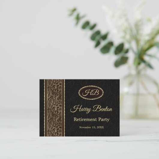 Gouden bladeren op bruine Retirement Party Informatiekaartje (Staand voorkant)