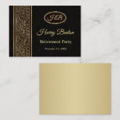 Gouden bladeren op bruine Retirement Party Informatiekaartje (Voorkant / Achterkant)