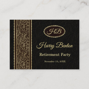Gouden bladeren op bruine Retirement Party Informatiekaartje