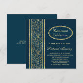 Gouden bladeren op de donkerblauwe Pensioenpartij Kaart (Voorkant / Achterkant)