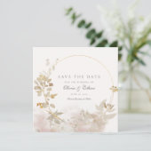 Gouden bladeren op Goud Lijst Save the Date (Staand voorkant)