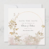 Gouden bladeren op Goud Lijst Save the Date (Voorkant)