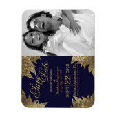 Gouden bladeren op Navy Blue Save the Date Magnets Magneet (Verticaal)