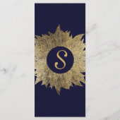 Gouden bladeren op Navy Blue Wedding Programma's (Achterkant)