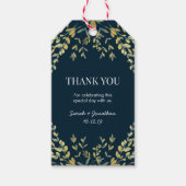 Gouden bladeren op Navy Wedding Dank u labels Cadeaulabel (Voorkant)