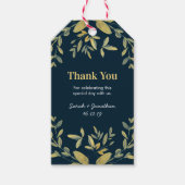 Gouden bladeren op Navy Wedding Dank u labels Cadeaulabel (Voorkant)