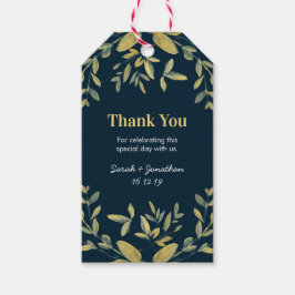 Gouden bladeren op Navy Wedding Dank u labels Cadeaulabel