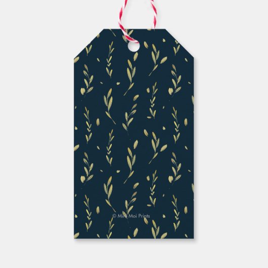 Gouden bladeren op Navy Wedding Dank u labels Cadeaulabel (Achterkant)