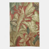 Gouden bladeren op rode keukenhanddoek (Verticaal)