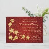 Gouden bladeren op wijnstokken, rode demask Retire Kaart (Staand voorkant)