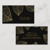 Gouden bladeren op zwart Elegant Glam Professional Visitekaartje (Voorkant / Achterkant)