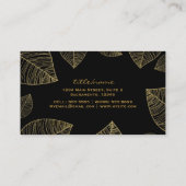 Gouden bladeren op zwart Elegant Glam Professional Visitekaartje (Achterkant)