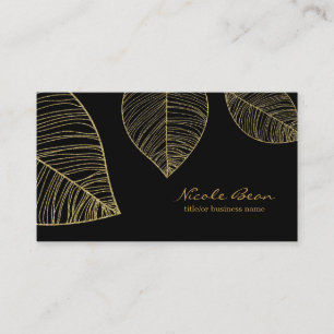 Gouden bladeren op Zwart Elegant Glam Professionee Visitekaartje