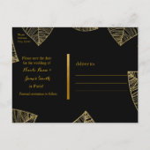 Gouden bladeren op zwart Elegant SAVE THE DATE Aankondigingskaart (Achterkant)