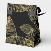 Gouden bladeren op zwarte elegante gunst dozen bedankdoosjes (Achterkant)