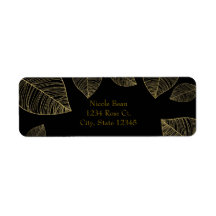 Gouden bladeren op zwarte elegante labels