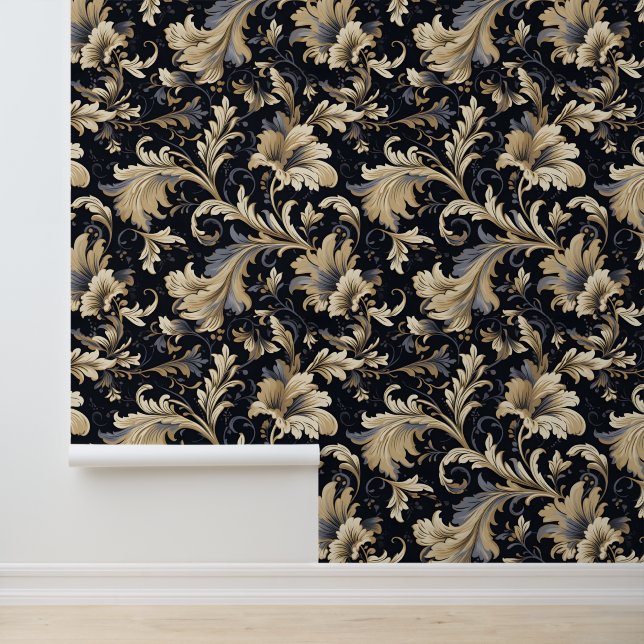 Gouden Bladeren Patroon Behang (Applicatie)