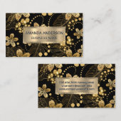 Gouden Bladeren Patroon Glans Visitekaartje (Voorkant / Achterkant)