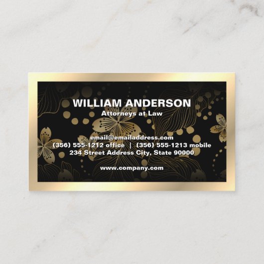 Gouden Bladeren Patroon | QR Code Visitekaartje (Achterkant)