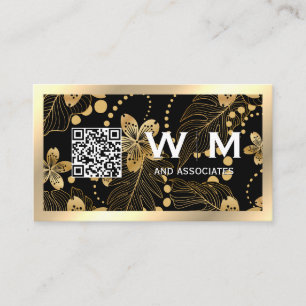 Gouden Bladeren Patroon   QR Code Visitekaartje