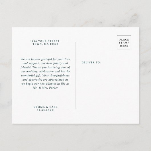 Gouden bladeren rand dank u briefkaart (Achterkant)