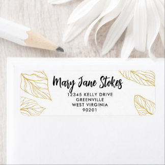 Gouden Bladeren Retouradreslabel | Elegante Botani Etiket