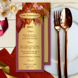 Gouden bladeren Thanksgiving Herfst Diner Menu