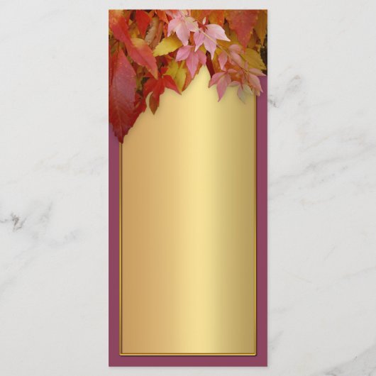 Gouden bladeren Thanksgiving Herfst Diner Menu (Achterkant)