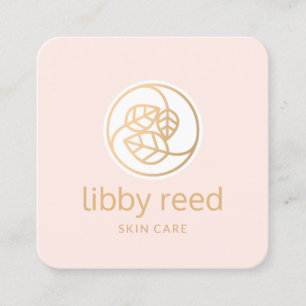 Gouden bladeren Trio Logo vierkant roze beauty spa Vierkante Visitekaartje