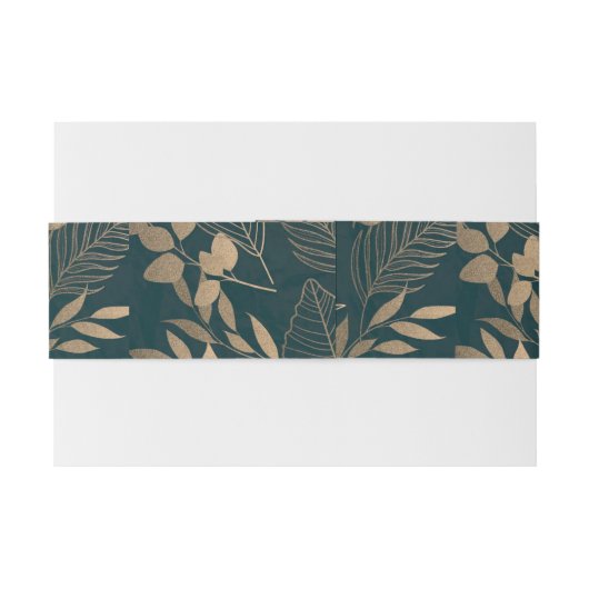 Gouden bladeren uitnodigingen wikkel (Achterkant Voorbeeld)