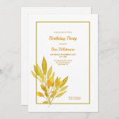 Gouden Bladeren Verjaardagsfeestje Kaart (Voorkant / Achterkant)