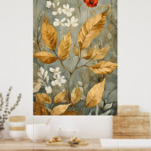 gouden bladeren vermengd met warmere tinten poster (Keuken)