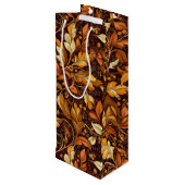 Gouden bladeren wijn cadeautas (Achterkant Gekanteld)