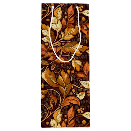 Gouden bladeren  wijn cadeautas (Achterkant)