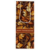 Gouden bladeren wijn cadeautas (Voorkant)