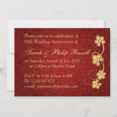 Gouden bladeren, wijnstok, harten 50ste huwelijksj kaart (Achterkant)