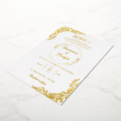 Gouden bladeren  witte moslim bruiloft folie uitnodiging (Gedraaid)