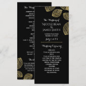 Gouden Bladeren Zwart Herfst Bruiloftsprogramma Programmakaart (Voorkant / Achterkant)