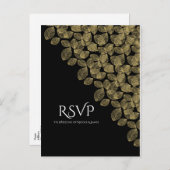 Gouden bladeren Zwart Herfst Elegantie Bruiloft RS Uitnodiging Briefkaart (Voorkant / Achterkant)