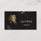 Gouden bladeren zwart visitekaartje (Voorkant)