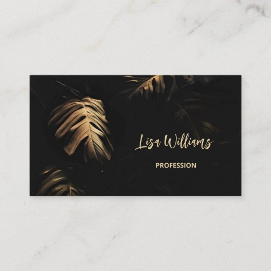 Gouden bladeren zwart visitekaartje (Voorkant)