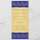 Gouden bladerige wervelingen op blauwe Wedding pro Programmakaart (Voorkant)