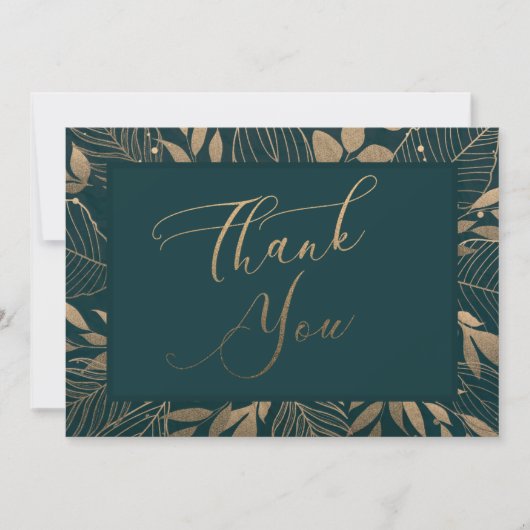 Gouden bladerrand dank u bedankkaart (Voorkant)