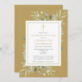 Gouden Bladgroen Christelijke Viering van het Leve Kaart (Voorkant / Achterkant)