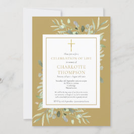 Gouden Bladgroen Christelijke Viering van het Leve Kaart