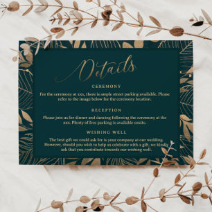 Gouden Bladgroen Rand Bruiloft Detail Behuizing Ka Kaart