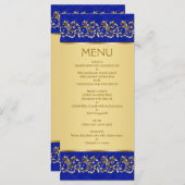 Gouden bladwervels op blauw Menu Kaart (Voorkant / Achterkant)